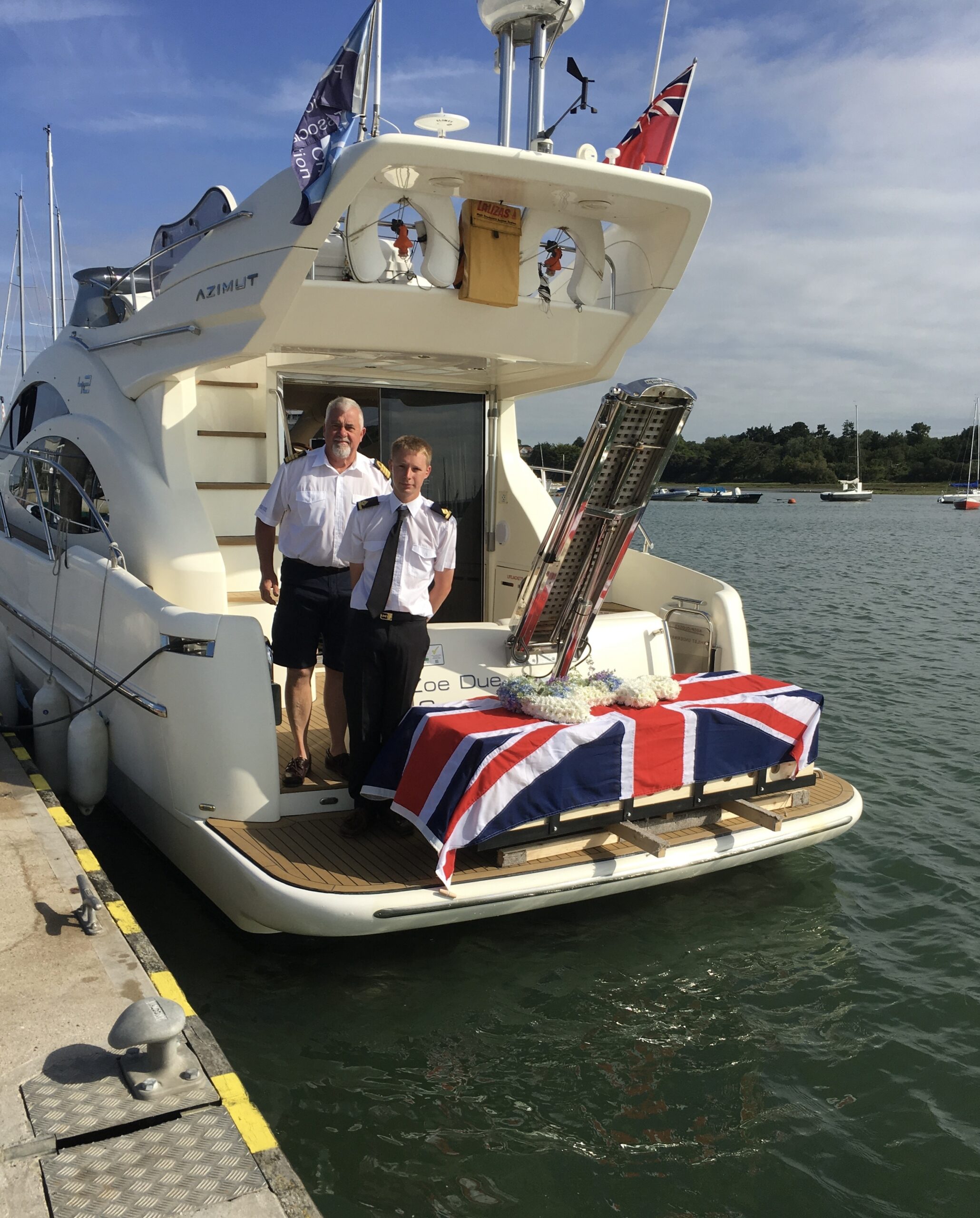 Crew & Boat prepared to meet the family -Lymington
